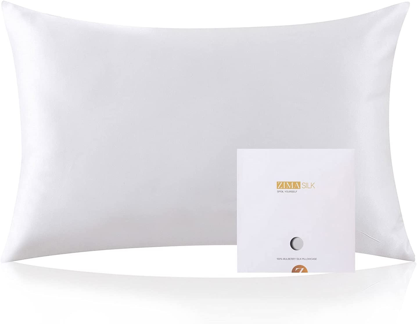 100% Mulberry Silk Pillowcase for Hair and Skin,Both Sides 19 Momme Pure Silk,1Pc(Queen 20''X30'',Ivory)
